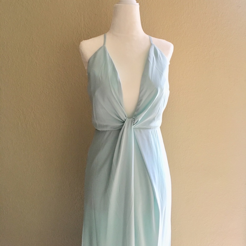 Tobi mint long dress with plunging neckline